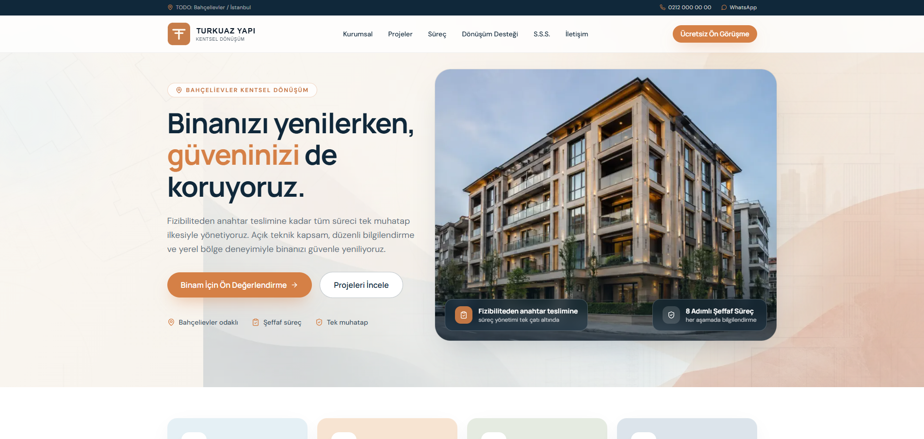 Turkuaz Yapı web sitesi önizlemesi